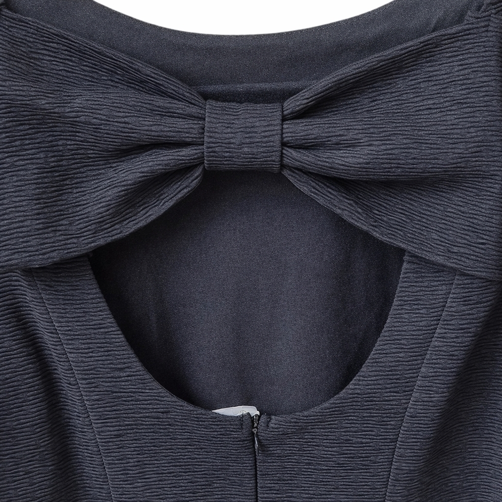 Mika & Gala Size 8 Black Bow Back Keyhole Mini Dress Cotton Blend NWT - Picture 5 of 16